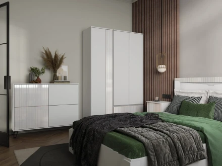 Модульная спальня Ливерпуль, белый/белый глянец 