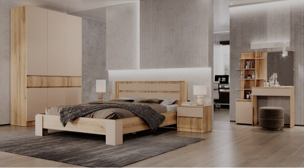 Комод 4 ящика Ленора, Дуб вотан/Кашемир 