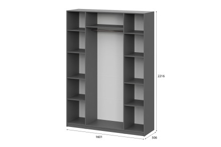 Шкаф &quot;ШК 5&quot; (1600) с антресолью, Графит серый  