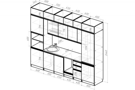 Кухонный гарнитур Амели люкс, 300 см  