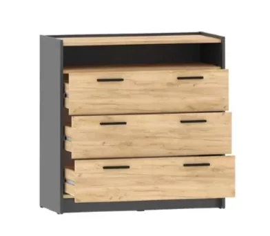 Комод Оттавия НМ 011.04, Антрацит/Дуб Крафт Золотой  