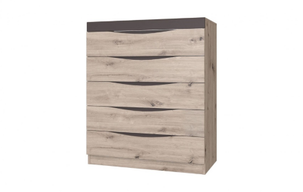 Комод 5 ящиков Тиана, Дуб Бонифаций/Вольфрам 