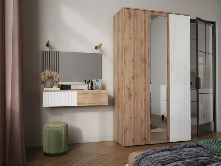 Модульная спальня Ливерпуль, вотан/белый глянец 