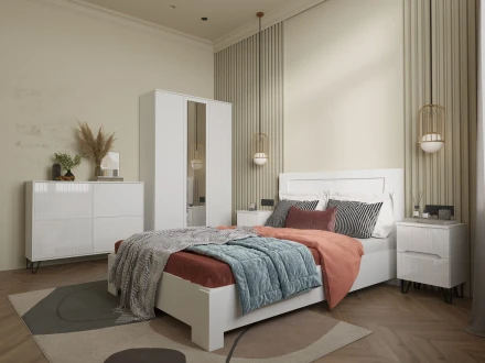 Кровать Ливерпуль, белый/белый глянец 